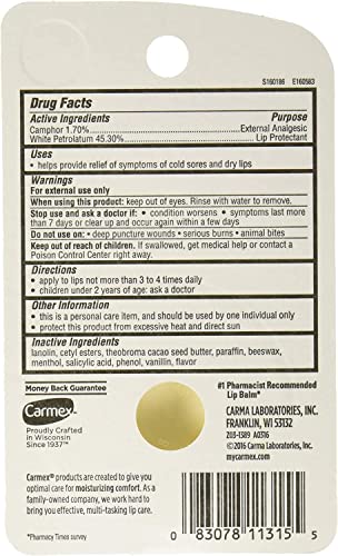 Carmex Classic Lip Balm Medicated, 0.25 oz (Pack of 2)