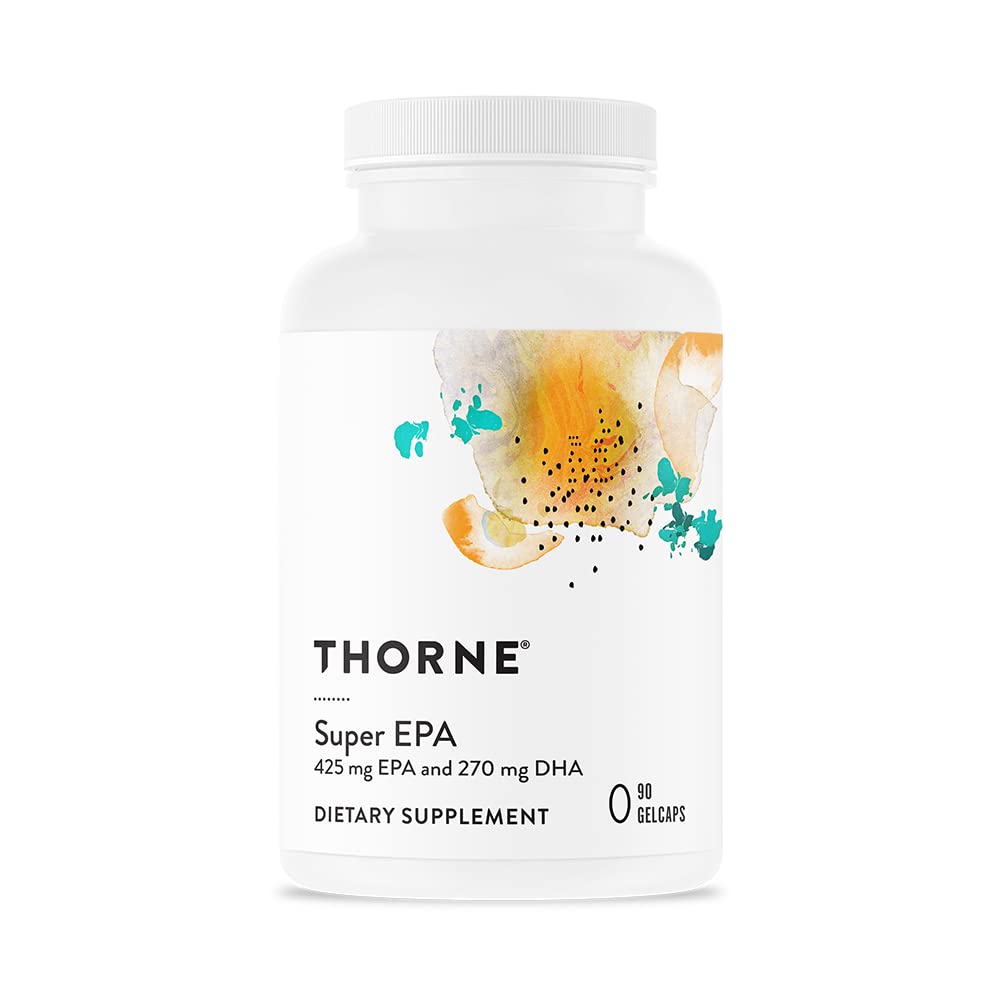 THORNE Super EPA - Omega-3 Fatty Acids EPA 425mg & DHA 270mg Supplement - Support Brain, Cardiovascular, Joints & Skin - Gluten, Dairy & Soy-Free - 90 Gelcaps