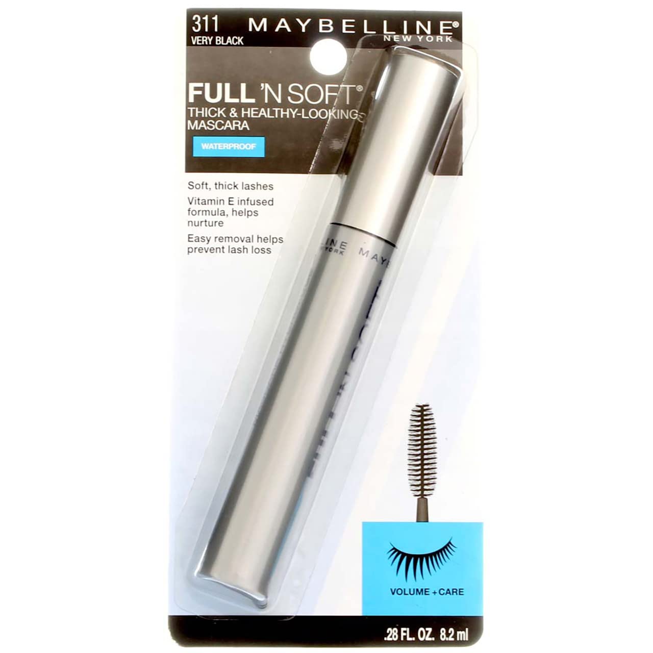 Maybelline Full 'N Soft Waterproof Mascara, Very Black [311], 0.28 oz (Pack of 2)
