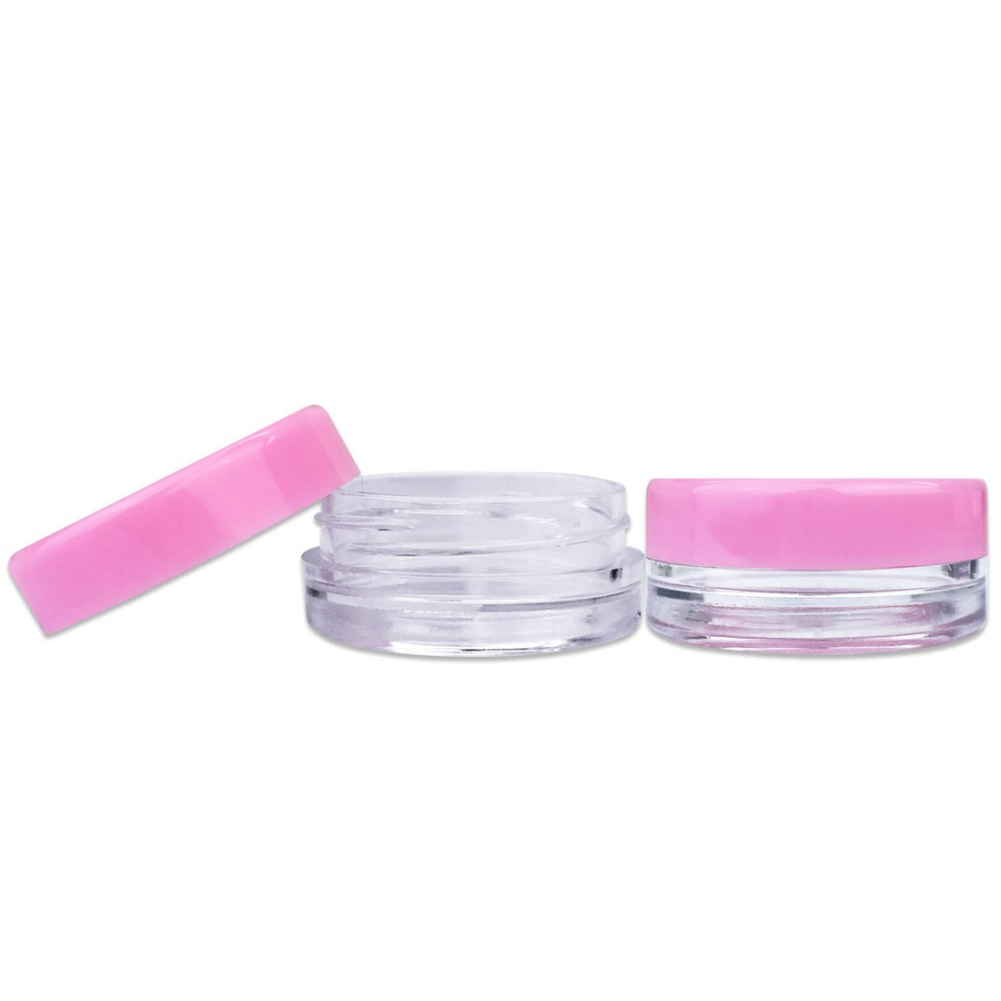 Beauticom® 3G/3ML High Quality Round Clear Jars with Pink Lids for Acrylic Powder, Rhinestones, Charms and Other Nail Accessories - BPA Free (Quantity: 100 Pieces)