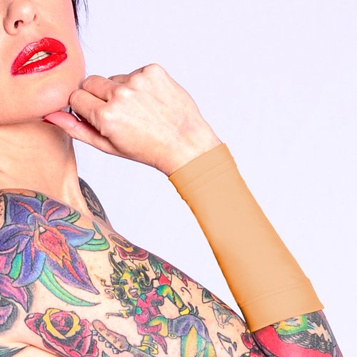 Tat2X Ink Armor Premium Forearm 9 Tattoo Cover Up Sleeve - No Slip Gripper - U.S. Made - Light - ML