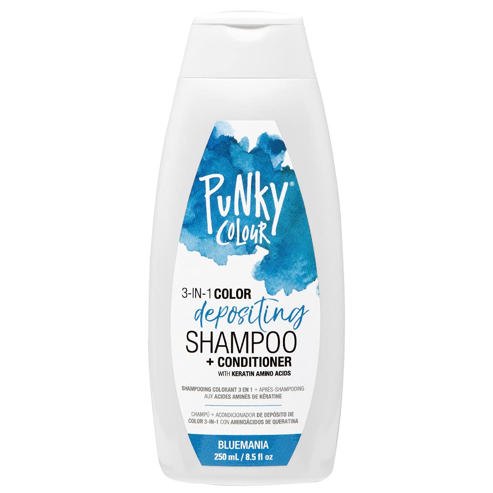 Punky Bluemania 3-in-1 Color Depositing Shampoo & Conditioner with Shea Butter and Pro Vitamin B that helps Nourish and Strengthen Hair, 8.5 oz