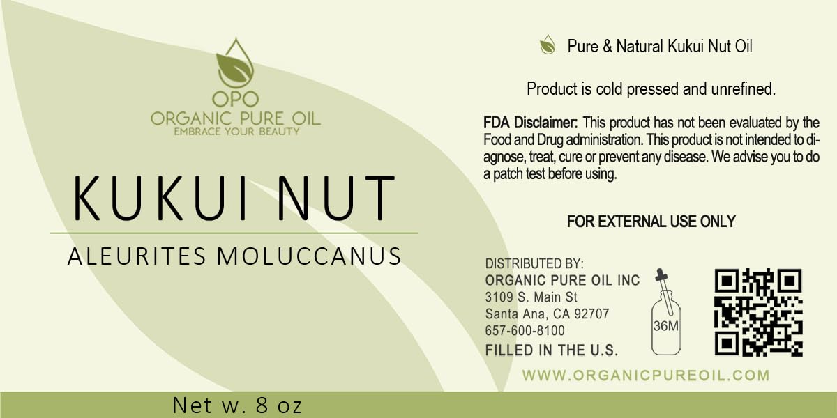 Kukui Nut Oil Unrefined, 8 oz, 100% Kukui Carrier Oil for Essential Oil - Pure, All Natural, Therapeutic Grade Kukui Seed Oil for Hair, Skin, Scalp, Body Care Moisturizer