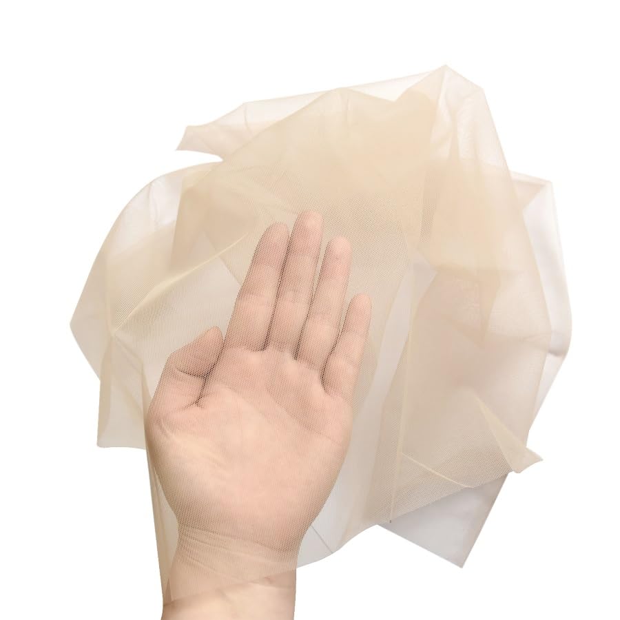 1/4 Yard Swiss Lace Net for Wig and Wig Caps Making or Lace Closure Hair Net for Repair Foundation Caps Wig Accessories (Beige)