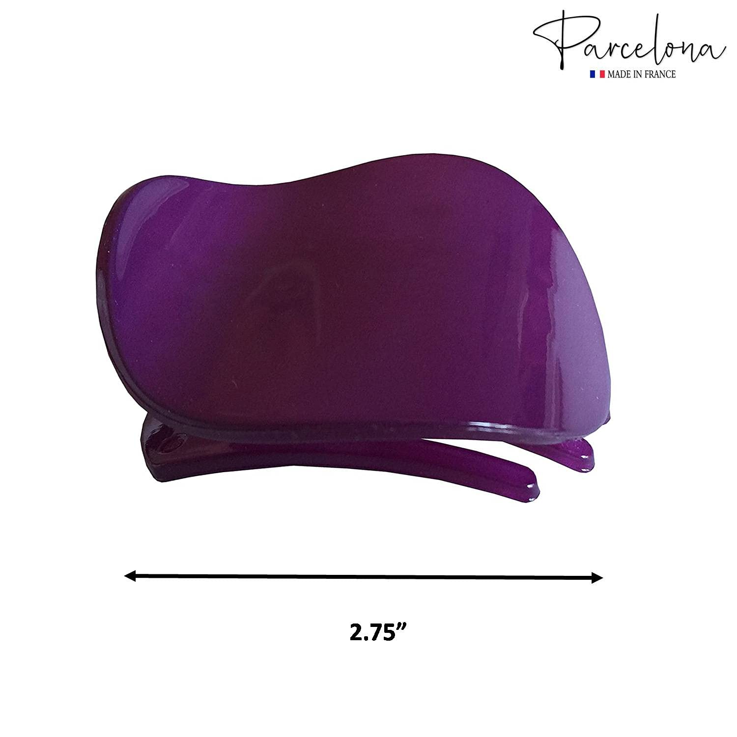 Parcelona France Onde Purple Plum Small 2 3/4 Celluloid Made in France Side Slide in Secure Grip Hair Updo Hinge Duck Hair Claw Clamp for Women and Girls
