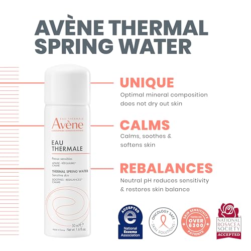 Avène Thermal Spring Water, Soothing Calming Facial Mist Spray for Sensitive Skin, 1.6 Oz