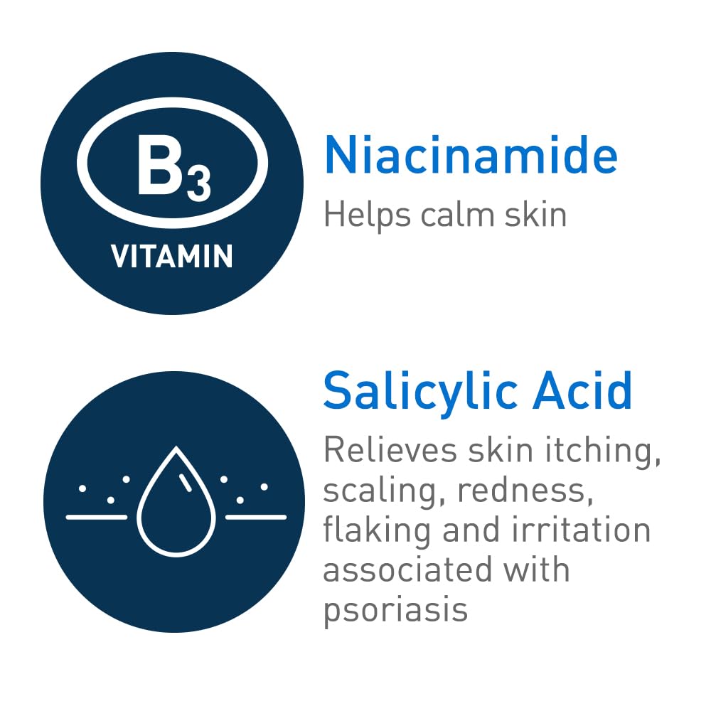 CeraVe Moisturizing Cream for Psoriasis Treatment, With Salicylic Acid for Dry Skin Itch Relief & Urea for Moisturizing, Fragrance Free & Allergy Tested, 8 Oz