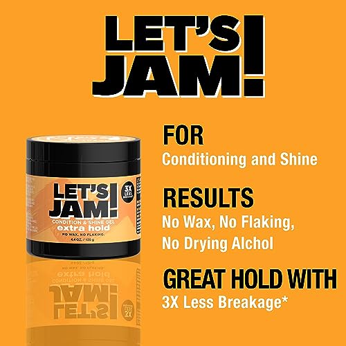 SoftSheen-Carson Let's Jam! Shining and Conditioning Hair Gel by Dark and Lovely, Extra Hold, All Hair Types, Styling Gel Great for Braiding, Twisting & Smooth Edges, Extra Hold, 4.4 oz