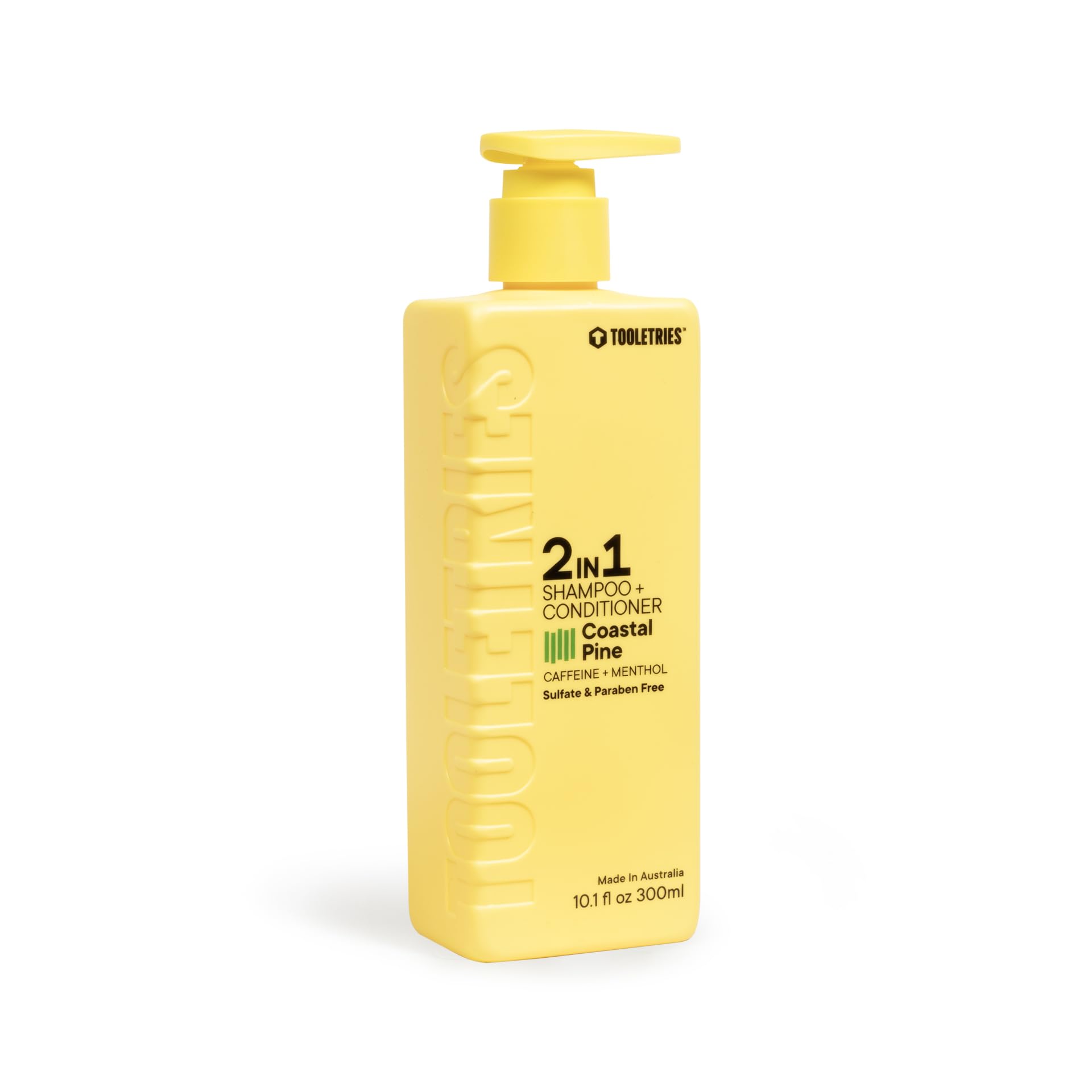 Tooletries 2-in-1 Coastal Pine Men's Shampoo and Conditioner - Pine Scented Hair Wash with Menthol and Caffeine to Promote Hair Growth, Sulfate and Paraben Free - 10.1 oz / 300ml