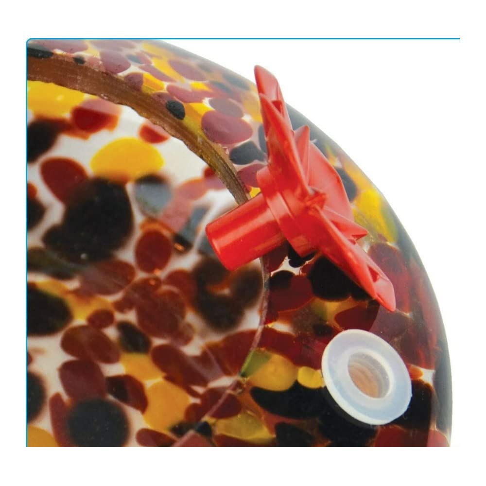 Nature's Way Bird Products GHF5 Hand Blown Garden Top Fill Hummingbird Feeder, 16 oz Capacity, Molten