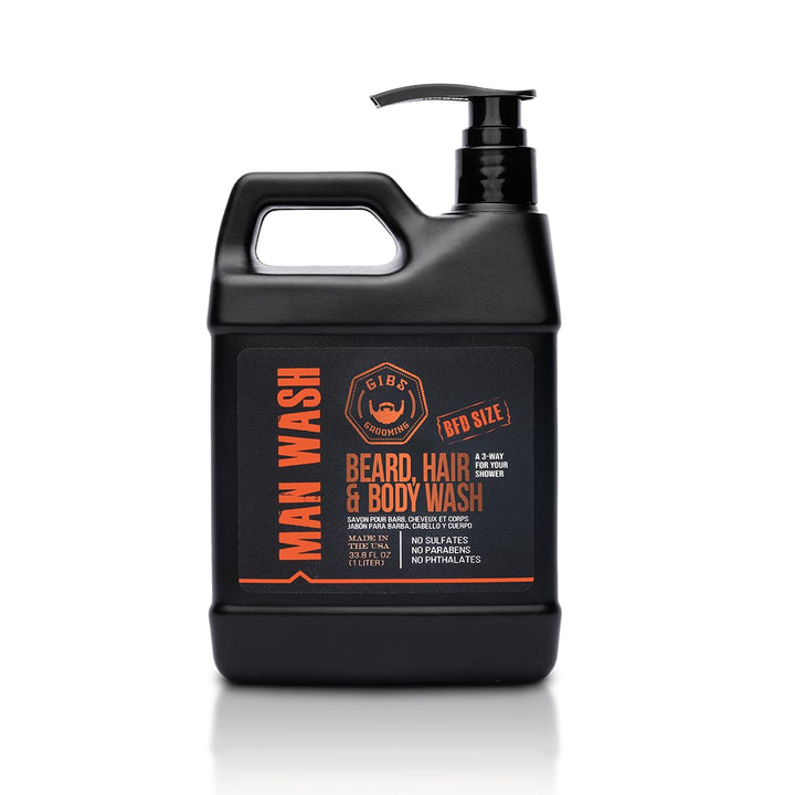Gibs Man Wash BHB Beard Hair & Body Wash - 33.8oz LITER
