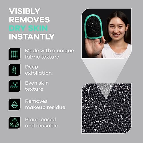 Dermasuri Deep Exfoliating Face Mitt - Scrubber, Dead and Dry Skin Remover for Men and Women - Exfoliator Gloves for Shower and Dry Use - (2 Pack)