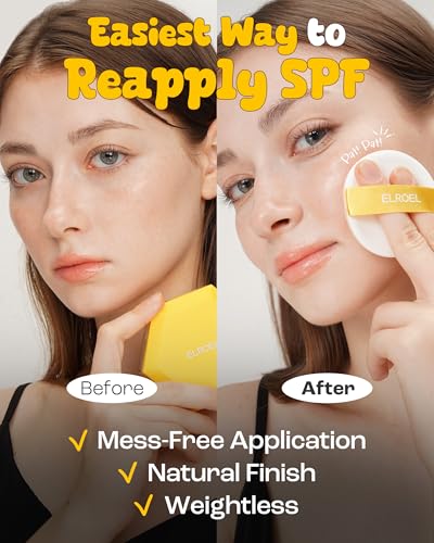 ELROEL Pang Pang Sun Cushion Plus - Korean Hypoallergenic & Lightweight Sunscreen with Puff Sponge - Broad Spectrum SPF50+ PA++++ (0.53 oz)