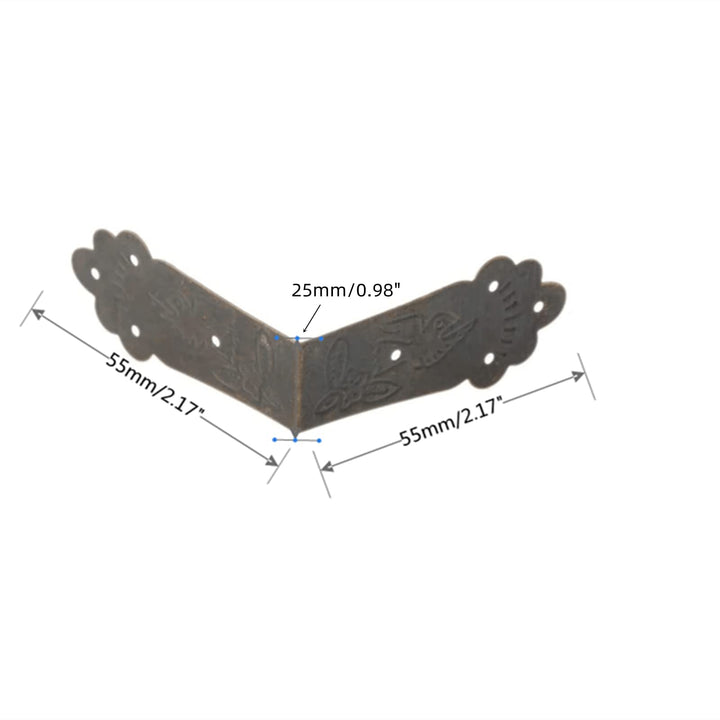 Dophee 4Pcs Vintage Metal Decorative Corner Bracket Corner Protector Guards Edge Cover for Chest Case Box