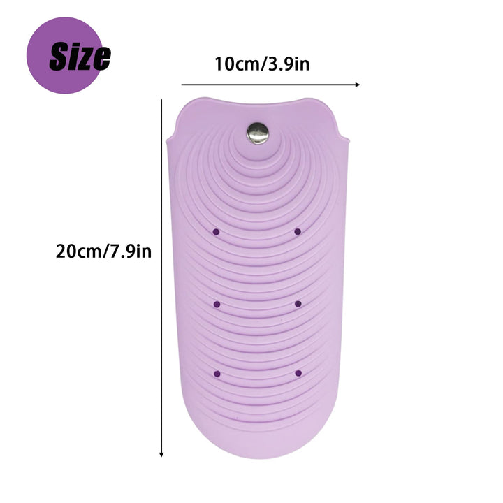 Heat Resistant Silicone Mat Pouch for Hair Styling Tools, Curling & Flat Irons Non-Slip Travel Cover, Small Portable Straightener Pad for Curler Wands Storage, Hot Waver (Purple)