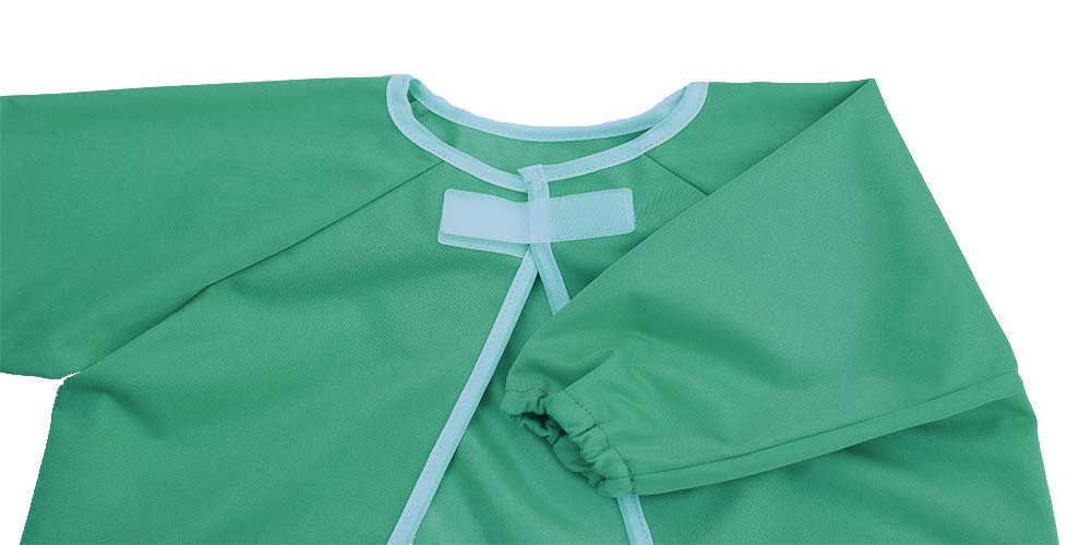 Clean Cub Baby Led Weaning BLW Long Sleeve Apron Bib with Suction Cups for Infant and Toddlers (Green, 6-12)