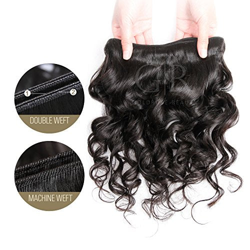 12 : GoldRose Beauty Brazilian Virgin Loose Wave, 1 Bundle Natural Color Raw Unprocessed 100% Human Hair Virgin Loose Wave Hair Weave Size 12 Inches