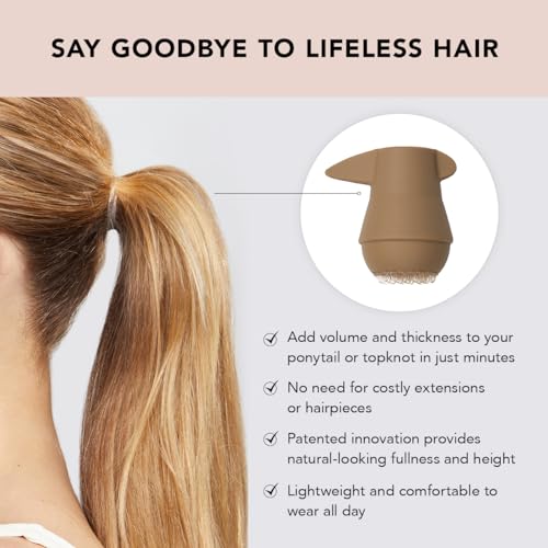 Kitsch PonyFull Blonde Hair Volumizing Tool - 1 Pc Hair Volume Enhancer that Instantly Lifts Your Ponytail - Ideal for Thin Hair and Cheer Ponytail Bump | Includes 3 No Snag Elastic Hair Ties