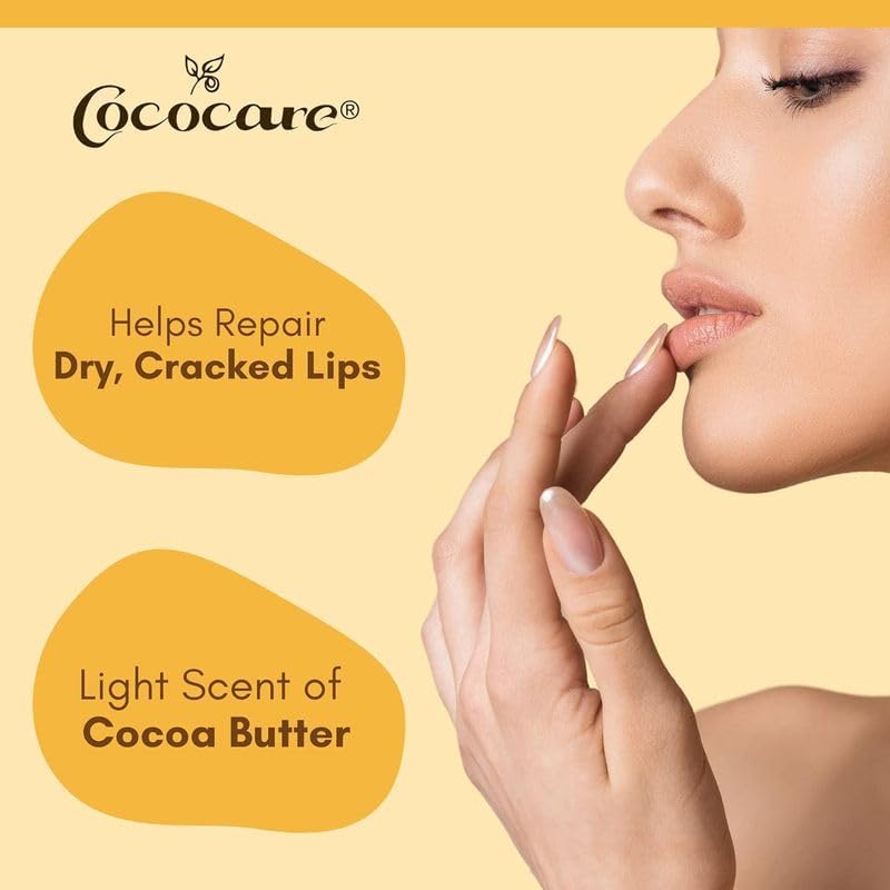 Cococare Cocoa Butter Lip Balm - The Little Yellow Stick Enriched with Natural Cocoa Butter - Conditions & Protects Lips - 0.15oz (Pack of 12)