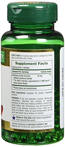Nature's Bounty Garlic Extract 1000 mg, 100 Rapid Release Softgels (Pack of 4)