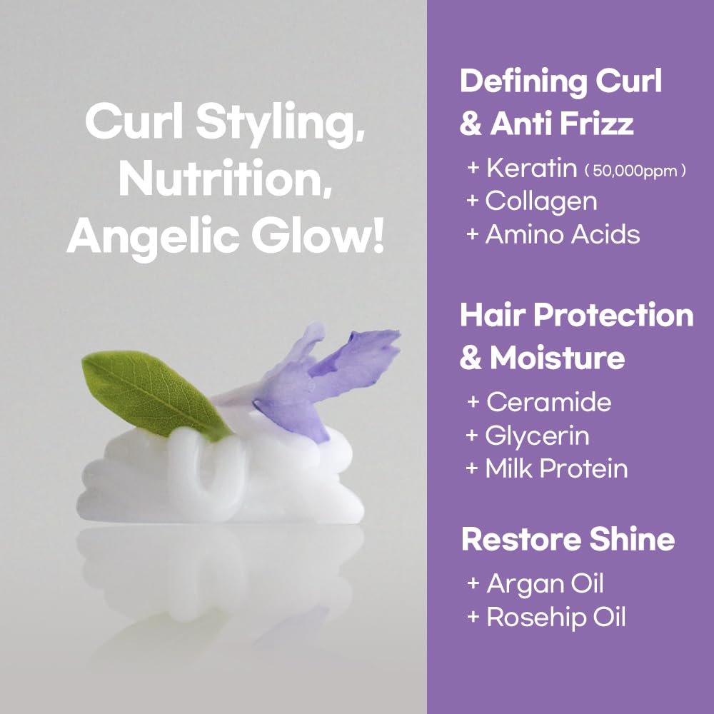 LORINIQUE Korean Defining Curl Cream, High-Dose Keratin (50,000ppm) & Amino Acids, Hair Curling Essence, Anti Frizz, Treatment for Curly Hair, 4.05 Fl Oz