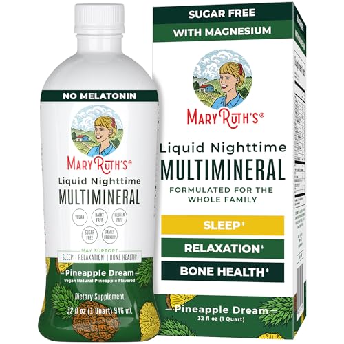 MaryRuth Organics Liquid Nighttime Multimineral Sleep Supplement | Sugar Free | Calm Magnesium Citrate | NO Melatonin | Calcium Magnesium Zinc | Pineapple Dream| Vegan | Gluten Free | 32 Servings