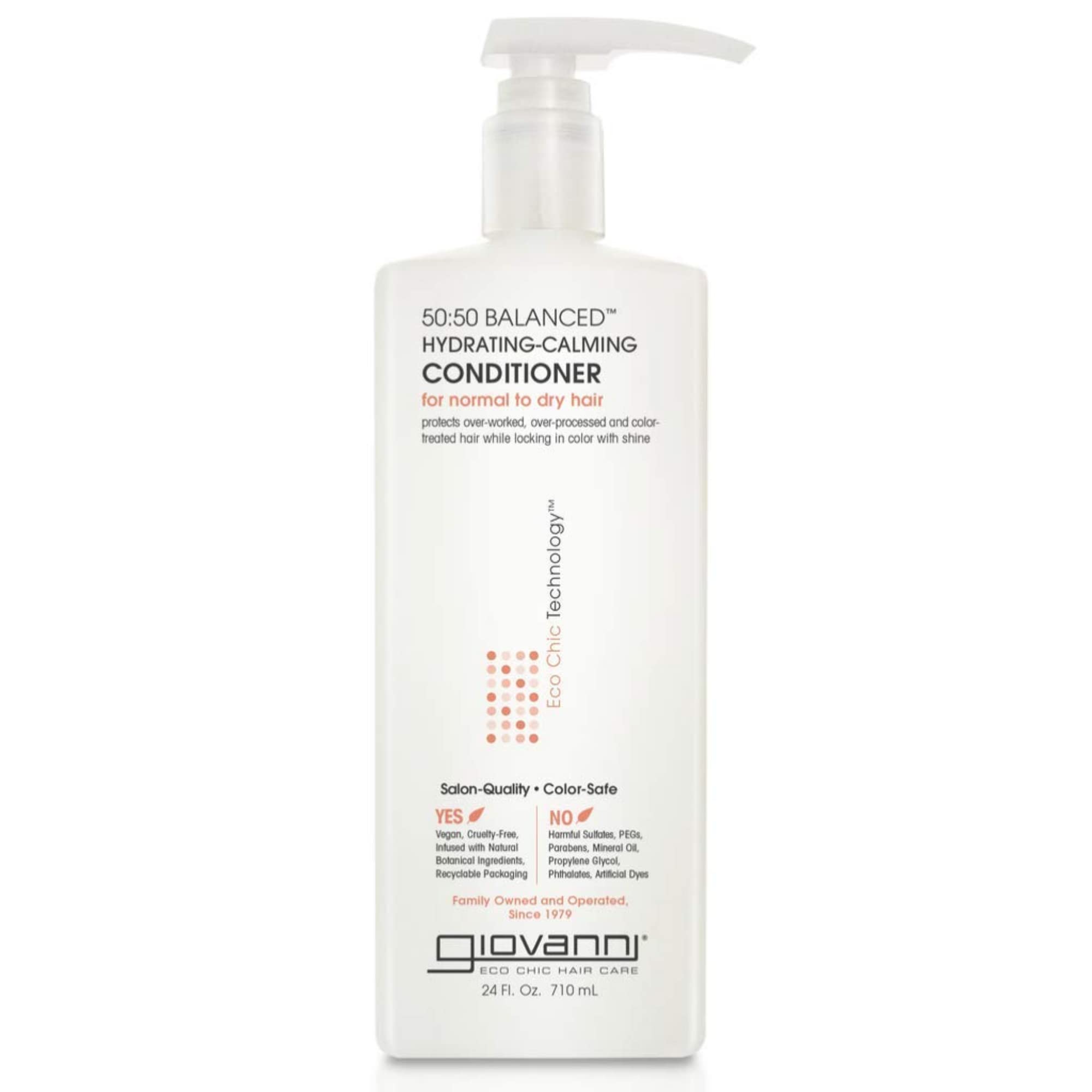 GIOVANNI 50:50 Balanced Hydrating Calming Conditioner, 24 oz. Leaves Hair pH Balanced, Ideal for Over-Processed, Environmentally Stressed Hair, No Parabens, Color Safe, Sulfate Free (Pack of 1)