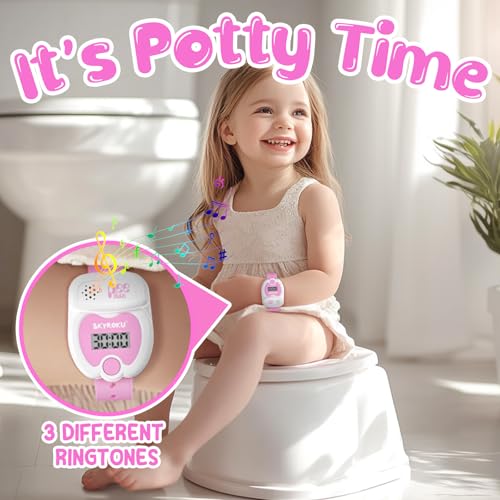 SKYROKU Potty Training Watch for Toddlers – Cute Toilet Shape, Music & Light Reminders, Countdown Timer, Rechargeable, Silicone Strap – Easy Setup & Safe for Kids