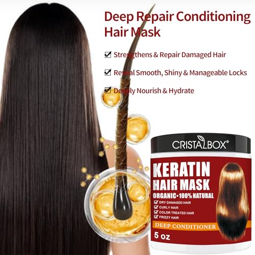 2 Pack Collagen Hair Mask & Keratin Hair Mask,Keratin Hair Treatment,Hydrating Argan Oil Hair Repair Treatment Deep Conditioner Hair Mask for Dry Hair,Collagen with Biotin Hair Treatment Mask