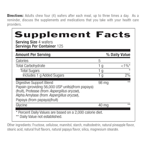 Country Life Chewable Papaya Enzymes for Digestion Support - Natural Pineapple & Papaya Flavor, Assists with Nutrient Absorption, Contains Papain & Protease - 200 and 500 Wafers Available