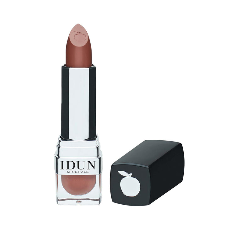 IDUN Minerals Matte Lipstick Lingon - Highly Pigmented, Silky Finish & Full Coverage - Moisturizing w/Creamy Texture - Vegan, Vitamin E, Safe for Sensitive Skin - Brownish Natural, 0.14 oz