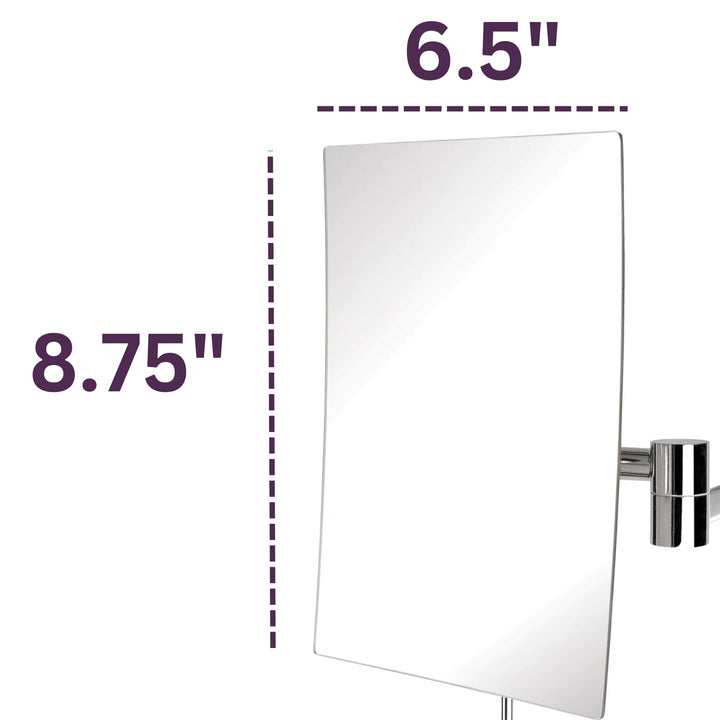 Jerdon JRT695N 6.5-Inch by 8.5-Inch Wall Mount Rectangular Makeup Mirror, Nickel Finish