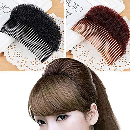 KDDOM 2 Pcs French style Bun Maker Braid Tool,Charming Bump It Up Volume Inserts Do Beehive Hair Styler Tool for Girl Woman Hair Accessories(Black,Brown)