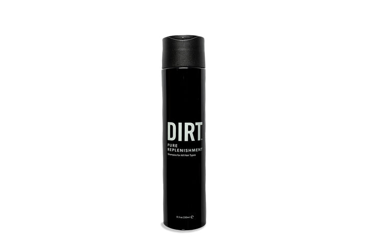 DIRT- Pure Replenishment- Shampoo- 8.5 oz- Vegan- All Hair Types- Straight, Fine, Curly, Frizzy, Wavy, Thick- Unisex Product for Men and Women- Ultra-Rich Shampoo replenishes with skincare-grade ingredients- Balances hair pH with lactic acid- Rebalan