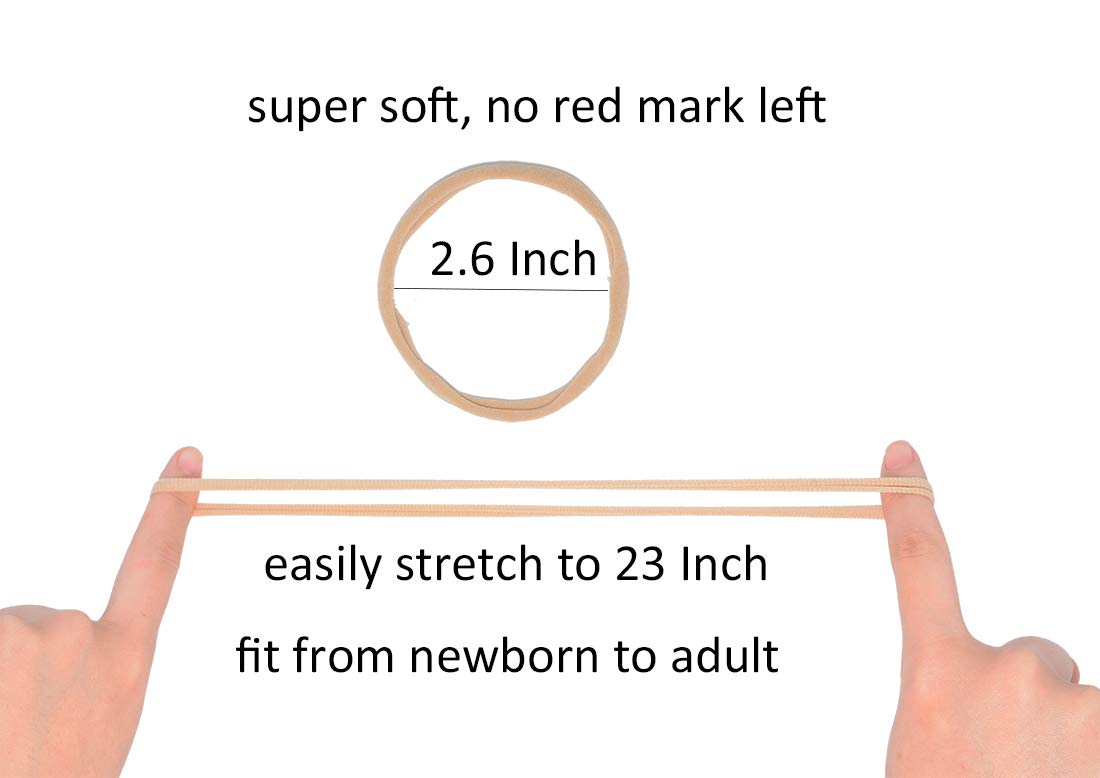 catin Super Soft Nylon Headband for Newborn Baby Girl Kids, High Stretchy, 20pcs for DIY Crafts