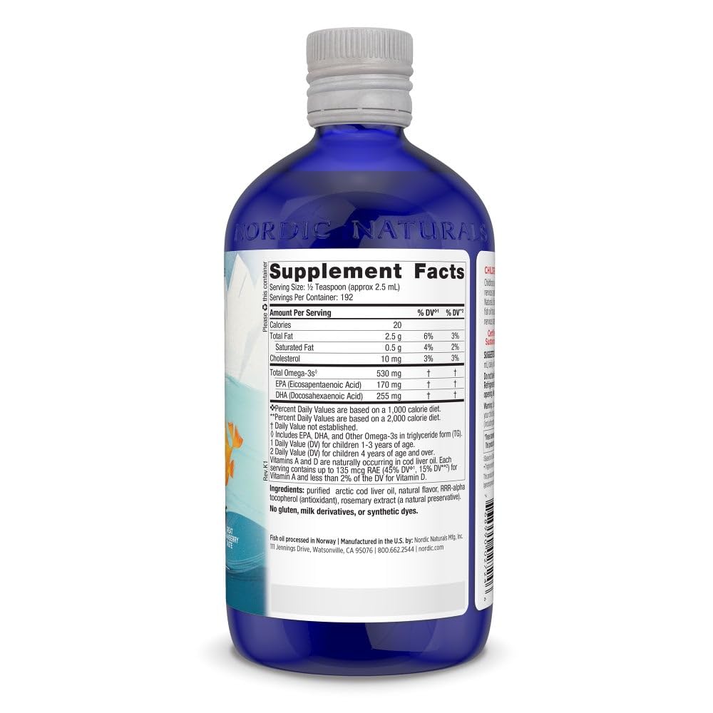 Nordic Naturals Children’s DHA, Strawberry - 16 oz for Kids - 530 mg Omega-3 with EPA & DHA - Brain Development & Function - Non-GMO - 192 Servings