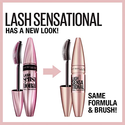 Maybelline Lash Sensational Waterproof Mascara, Lengthening and Volumizing for a Full Fan Effect, Brownish Black, 1 Count