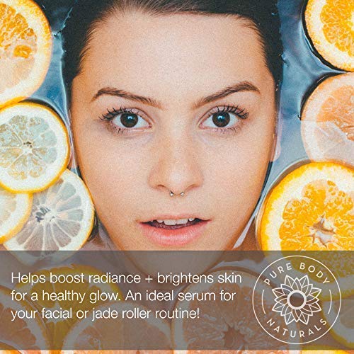 Hyaluronic Acid Serum, New and Improved Brilliance-C Vitamin C Serum for Face, Age-Defying Dark Spot Corrector for Face - Vegan, Cruelty-Free Facial Serum - Wrinkle Serum by Pure Body Naturals, 1 oz