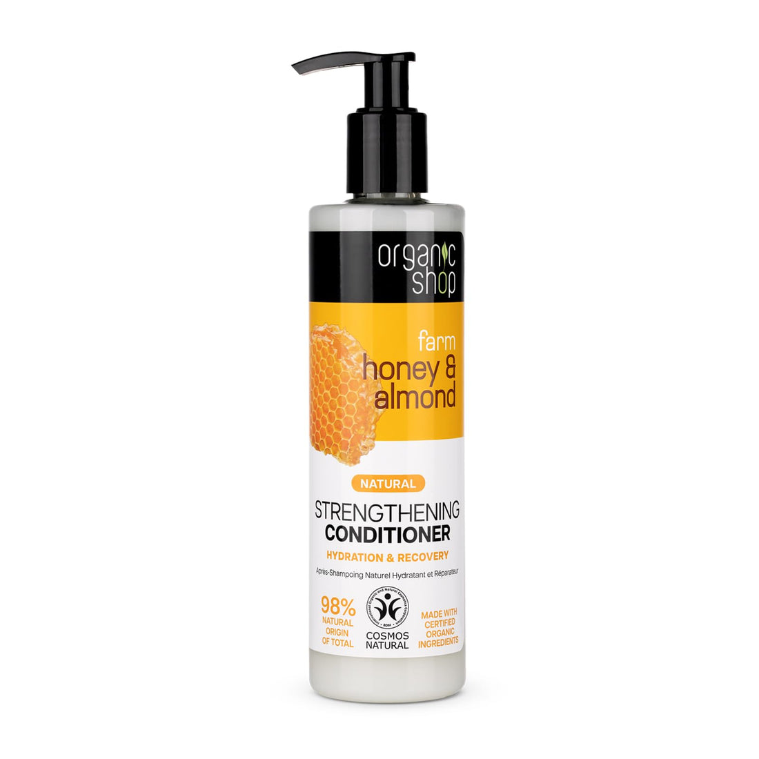 Organic Shop Honey & Almond Strengthening Conditioner, Hydrate Moisturizing Restorer, Softens and Deeply Hydrates Dry Damaged Hair, Paraben-Free, Sulfate-Free Surfactants. 100% Vegan - Organic
