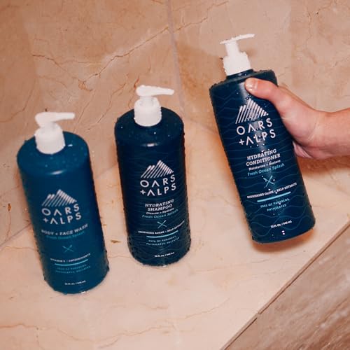 Oars + Alps Men's Sulfate Free Shampoo, Infused with Kelp and Algae Extracts, Fresh Ocean Splash, 32 Fl Oz