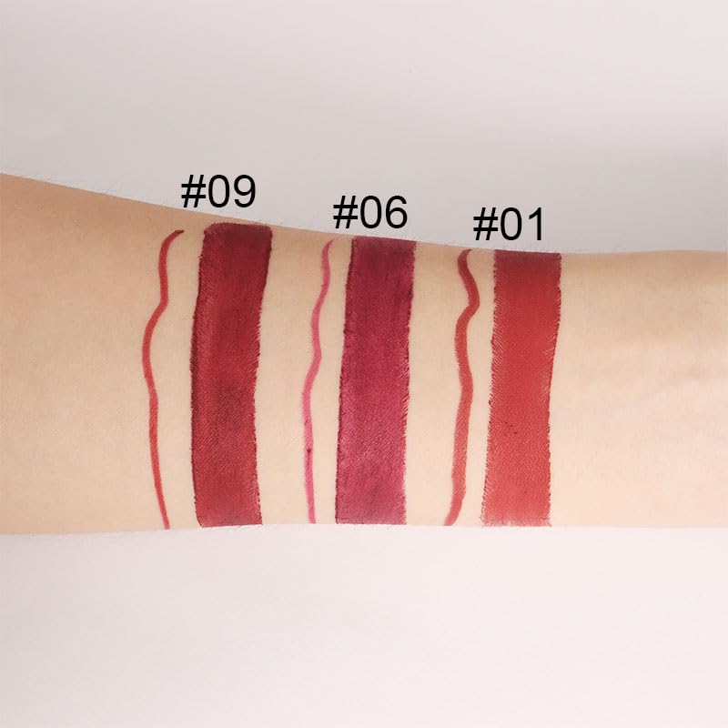 Kaely 2in1 Dark Plum Wine Red Lip Liner & Lipstick Set Kit for Women, DNM Matte Lips Kit with Lip Liner Lip Stains Long Lasting Waterproof 24 Hour Lipstick and Lip Liners Combo Lipliners Pencil 06