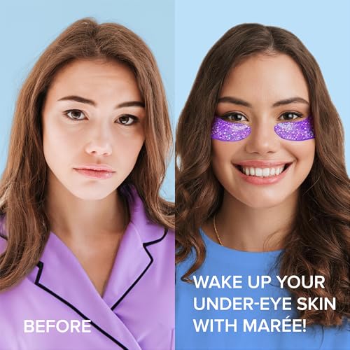 MAREE Eye Gels - Under Eye Patches for Puffy Eyes and Dark Circles with Natural Marine Collagen & Hyaluronic Acid - Anti-Aging Masks for Face to Soothe Puffiness - Undereye Mask Patches
