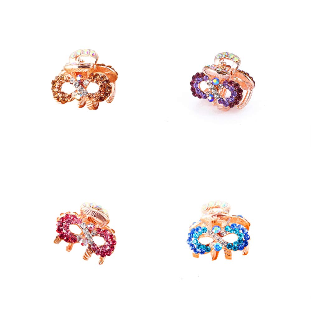 Casualfashion 4Pcs Cute Korean Fashion Hair Accessories, Mini Crystal Rhinestone Hair Claws Gripper Bangs Clips Holder