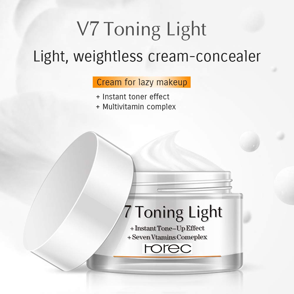 ROREC V7 Toning Light Cream For Lazy Makeup Multivitamin Complex Oat Hyaluronic Acid Concealer Moisturizing 50g