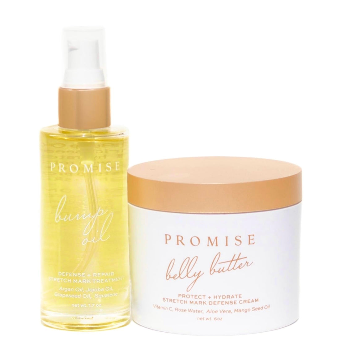 Promise Stretch Mark Prevention Kit, Scars and Dry Skin, Ultra-Hydrating Belly Butter and Bump Oil for Pregnant Women, Vegan, Non-Toxic, Set