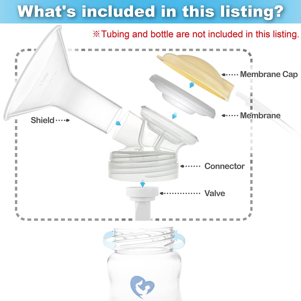 Nenesupply Pump Parts 17mm Compatible with Bellababy Breastpump Baby Bella Baby MiniO Double Breastpumps Replace Bella Baby Pump Parts Detachable Flange Pump Accessories Include Valve Membrane Flange