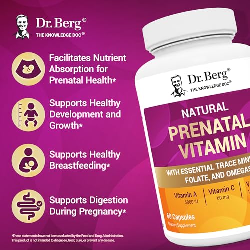 Dr. Berg Natural Prenatal Vitamins for Women (Pregnant & Nursing) - Prenatal Vitamins with Folate, Vitamins, Minerals, Omegas, &11 Powerful Superfoods - Womens Prenatal Multivitamin - 60 Capsules
