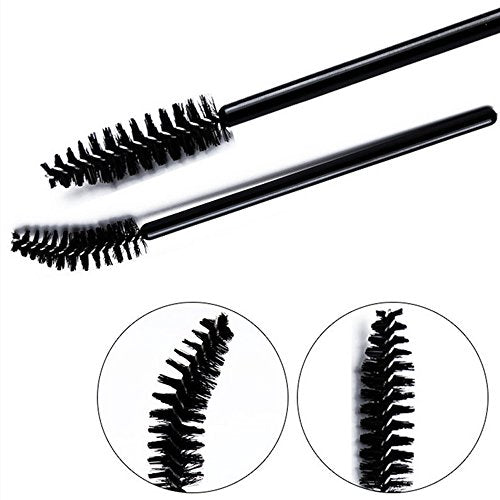 G2PLUS 100PCS Disposable Eyelash Brushes, Adjustable Mascara Wands Makeup Applicator Kits, Eyelash Spoolies Brushes for Eyelash Extensions and Eyebrows (Black)