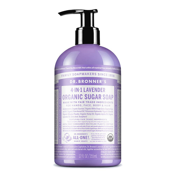 Dr. Bronner's Organic Sugar Soap - (Lavender, 12 Fl Oz)