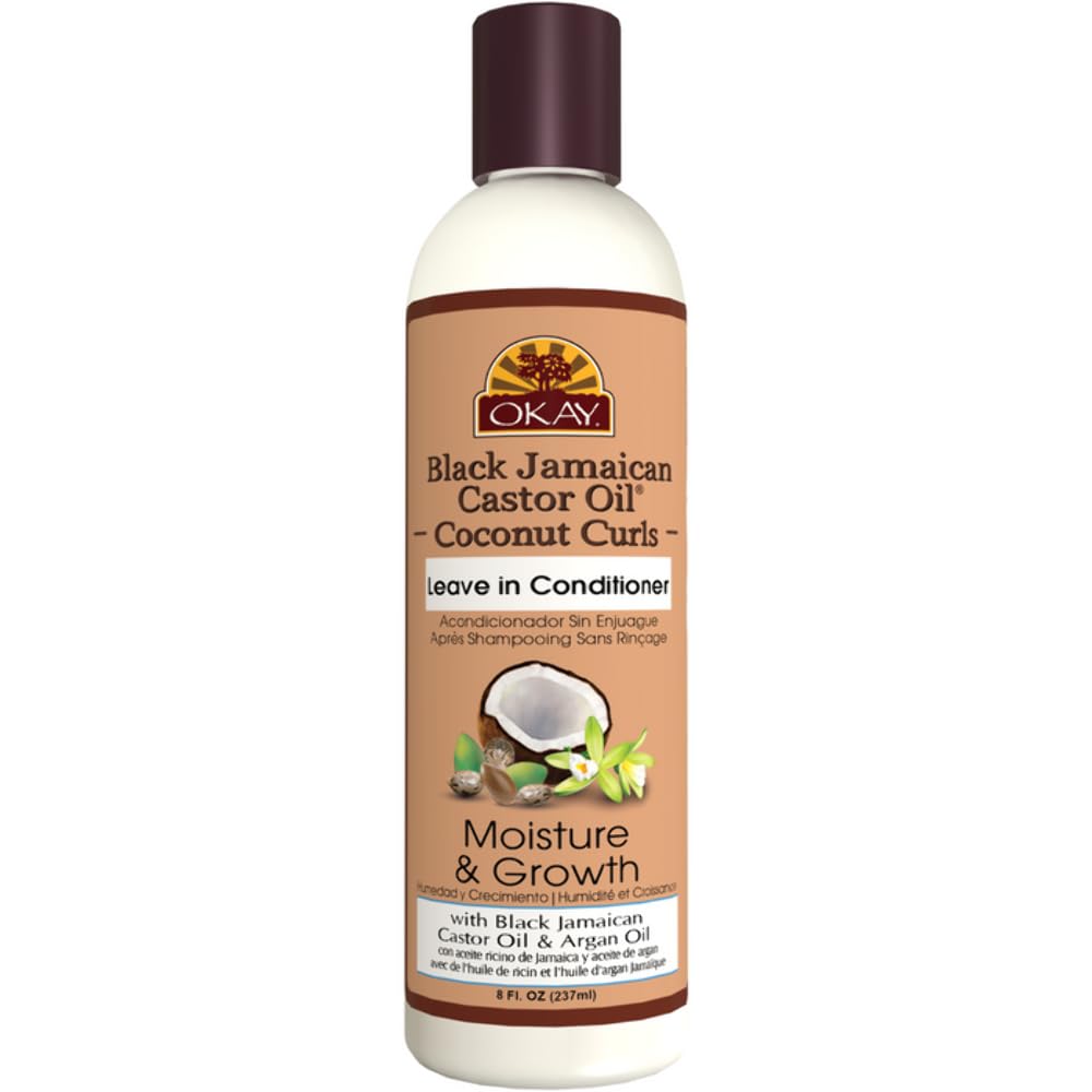 Okay Black Jamaican Castor Oil Leave In Conditioner, Coconut, 8 Ounce
